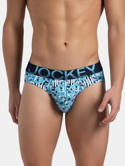 Jockey - FP22 Men Super Combed Cotton Elastane Printed Brief - Navy Blue Grotto