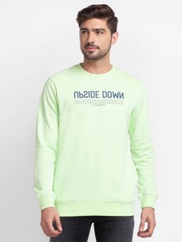 Spykar - Mint Green Cotton Full Sleeve Round Neck Sweatshirt for Men