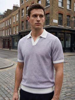 Nobero - Men Purple Cotton Regular Fit Polo T-shirt