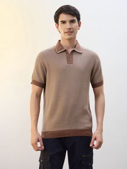 Nobero - Men Brown Cotton Regular Fit Polo T-shirt