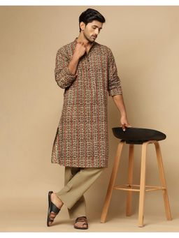 Fabindia - Green Cotton Kalamkari Printed Long Kurta