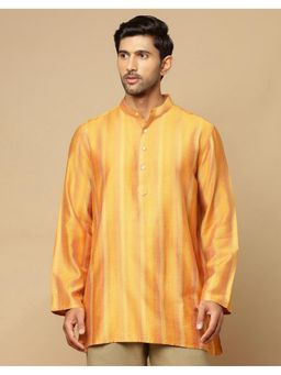Fabindia - Mustard Viscose Blend Striped Short Kurta
