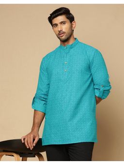 Fabindia - Blue Cotton Hand Block Printed Short Kurta
