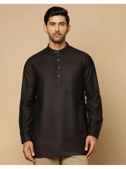 Fabindia - Black Viscose Silk Slim Fit Short Kurta