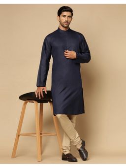 Fabindia - Blue Silk Slim Fit Long Kurta