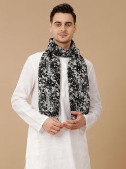 Linen Club - Printed Unisex Linen Stole - Black