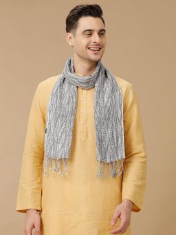 Linen Club - Printed Unisex Linen Stole - Grey