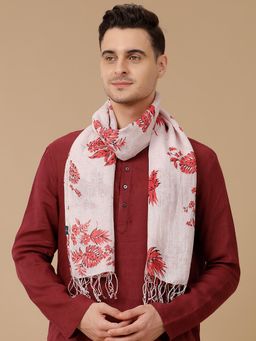 Linen Club - Printed Unisex Linen Stole - Pink