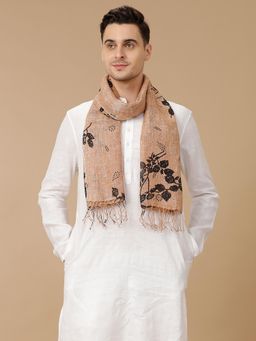 Linen Club - Printed Unisex Linen Stole - Beige