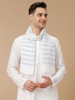Linen Club - Stripes Unisex Linen Stole - Blue