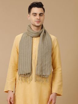 Linen Club - Stripes Unisex Linen Stole - Brown