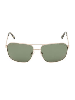 GANT - Green Lens Aviator Full Rim Round Gold Frame Sunglasses (62)