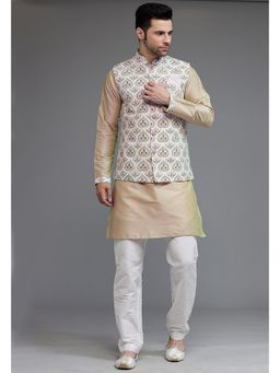 UTSAV FASHION - Digital Printed Cotton Silk Beige Kurta with Pant and Jacket