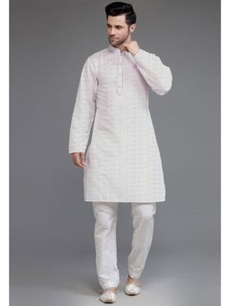 UTSAV FASHION - Embroidered Georgette Cream Kurta with Pant