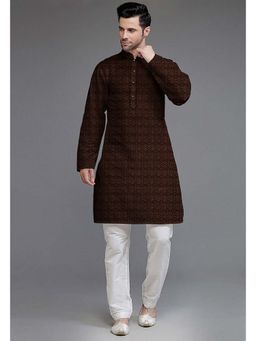 UTSAV FASHION - Embroidered Georgette Brown Kurta with Pant