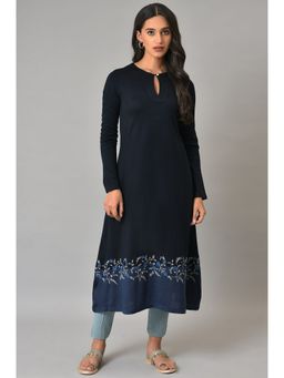 W - Blue Floral Winter Kurta