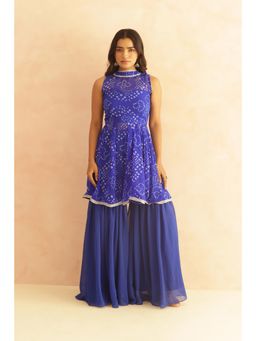 DEASHA INDIA - Krisha Blue Bandhej Kurti with Sharara