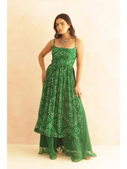 DEASHA INDIA - Mihira Green Bandhani Kurta with Palazzo