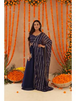 DEASHA INDIA - Baani Navy Blue Lurex Blouse with Palazzo & Dupatta