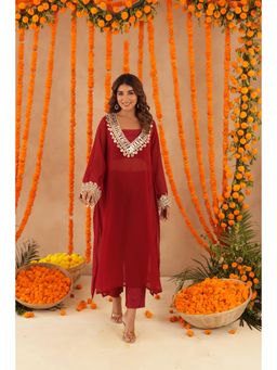 DEASHA INDIA - Netra Red Mirror Work Kurta with Bustier & Dupatta