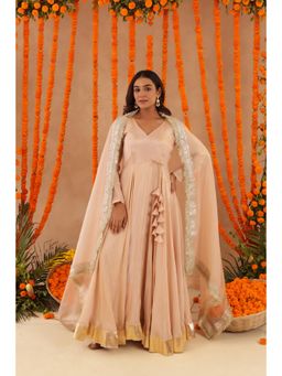 DEASHA INDIA - Shreya Beige Anarkali with Pant & Dupatta