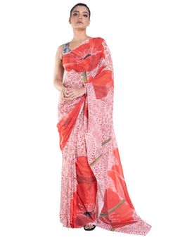 Boveee - Cosette Georgette Digital Printed Saree In Vintage Pink Color with Unstitched Blouse