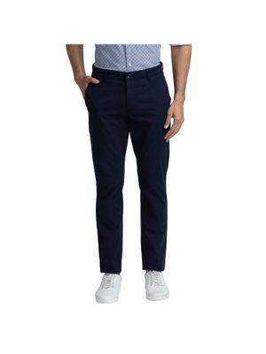 Buy ColorPlus Contemporary Fit Solid Navy Trouser Online