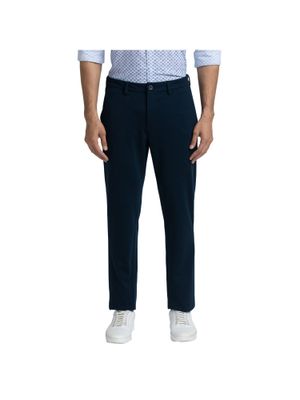 Buy ColorPlus Contemporary Fit Solid Dark Blue Trouser Online