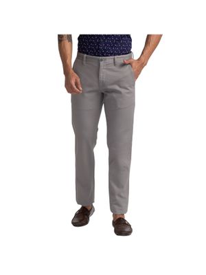 Buy Parx Tapered Fit Solid Grey Trouser online