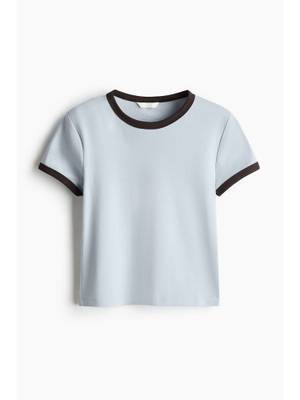 H&M Women Blue Cotton T-Shirt - Image 1