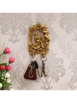 eCraftIndia - Golden Lord Krishna 2 Hooks Key Holder