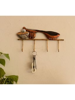 eCraftIndia - Wrought Iron Musical Instruments Decorative Key Holder With 4 Key Hooks For Wall