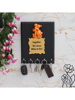 eCraftIndia - Cute Couple With Together We Have Miles To Go Quote 5 Hooks Wooden Key Holder