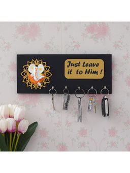 eCraftIndia - Lord Ganesha With Just Leave It To Him Quote 5 Hooks Wooden Key Holder