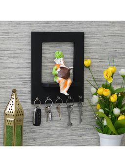 eCraftIndia - Lord Ganesha Idol Reading Book 5 Hooks Wooden Key Holder