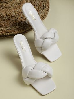 Truffle Collection - Off White Braided Heels