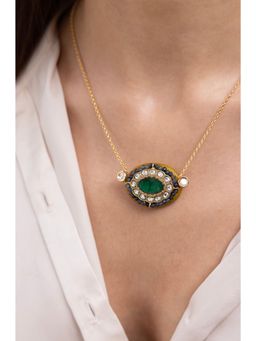 Joules By Radhika - Vaibhav Green Kundan Stone Necklace