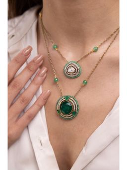 Joules By Radhika - Ashvika Green Crystal Stone Studded Necklace