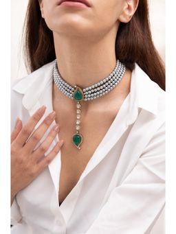 Joules By Radhika - Avarna Deep Green Stone Pearl Choker