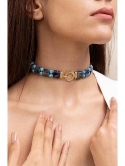 Joules By Radhika - Mayra Blue Beads Stone Studded Choker