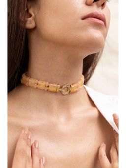 Joules By Radhika - Sanika Yellow Beads Stone Studded Choker