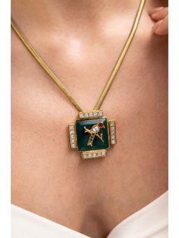 Joules By Radhika - Sreshta Green Sparrow Motif Kundan Necklace
