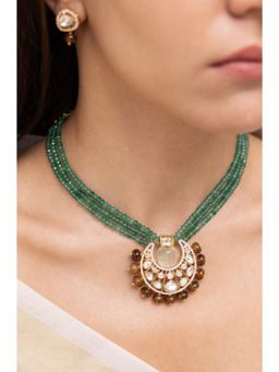 Joules By Radhika - Revati Green Kundan Beads Necklace Set