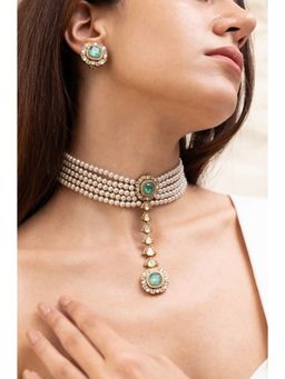 Joules By Radhika - Sitara Green Pearl Choker Set