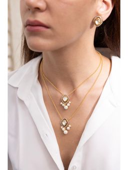 Joules By Radhika - Ravina Stone Pearl Layered Necklace Set
