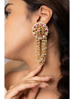 Joules By Radhika - Manaya Pink Stone Studded Drop Earrings