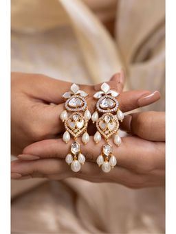Joules By Radhika - Elaris White Kundan Pearl Earrings
