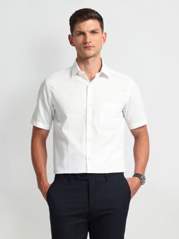 Arrow - Men White Self Design Pattern Cotton Shirt