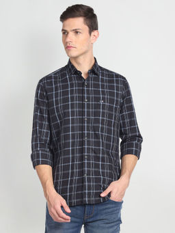 Arrow Sports - Men Blue Twill Slim Fit Checked Shirt