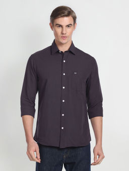 Arrow Sports - Men Purple Manhattan Slim Fit Solid Shirt